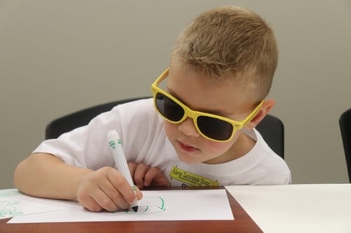 hard at work making signs