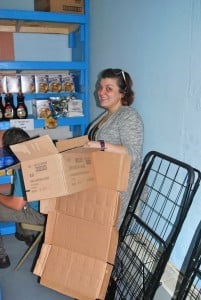 volunteers helping at food pantry