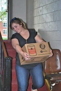 volunteers helping at food pantry